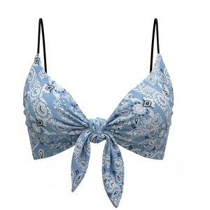Bear Dance Blue Paisley Womens Halter Top